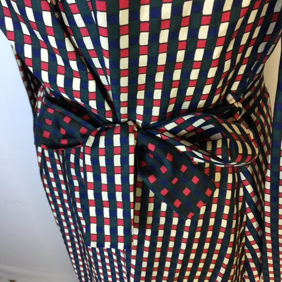 Claudette Italy Maxi Wrap Dress IT44 US8 UK12 Womans Red Blue Plaid Feminine Vtg - Picture 6 of 16